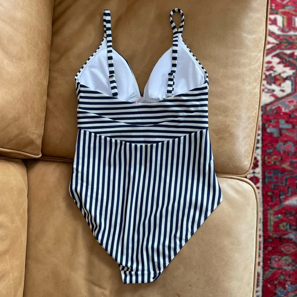 Boden Navy & White Vertical Stripe One-Piece Swimsuit - Picture 13 of 15